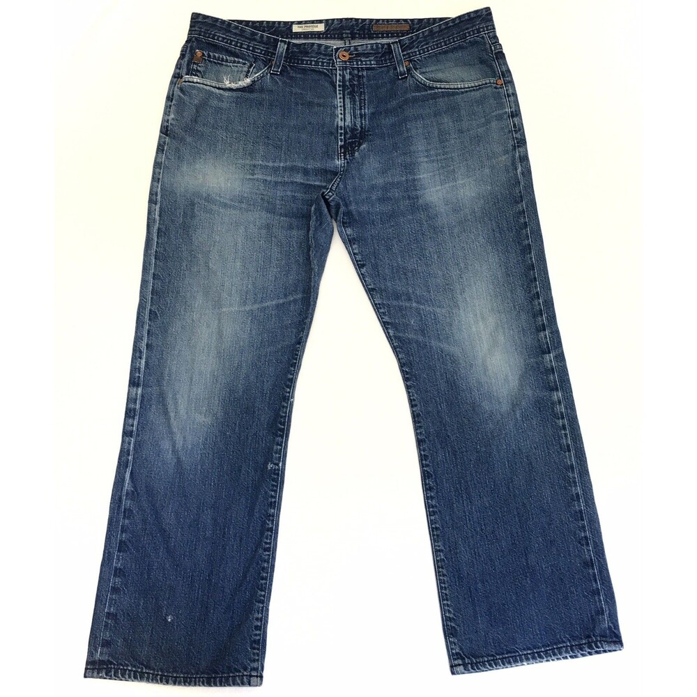 ADRIANO GOLDSCHMIED Protege Jeans Mens 38x28 Straight Distressed Denim Blue